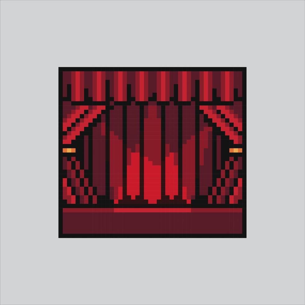 Pixel art illustration Theatre Curtain. Pixelated Curtain Show. Curtain Show Theatre pixelated for the pixel art game and icon for website and game. vector