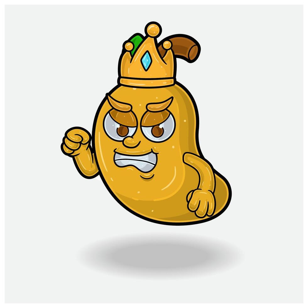 Angry expression with Mango Fruit Crown Mascot Character Cartoon. vector