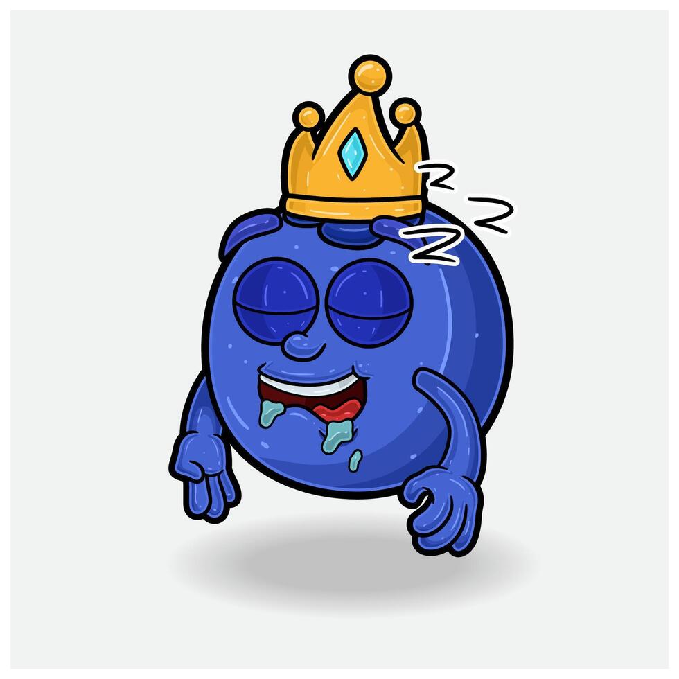 Sleep expression with Blueberry Fruit Crown Mascot Character Cartoon. vector