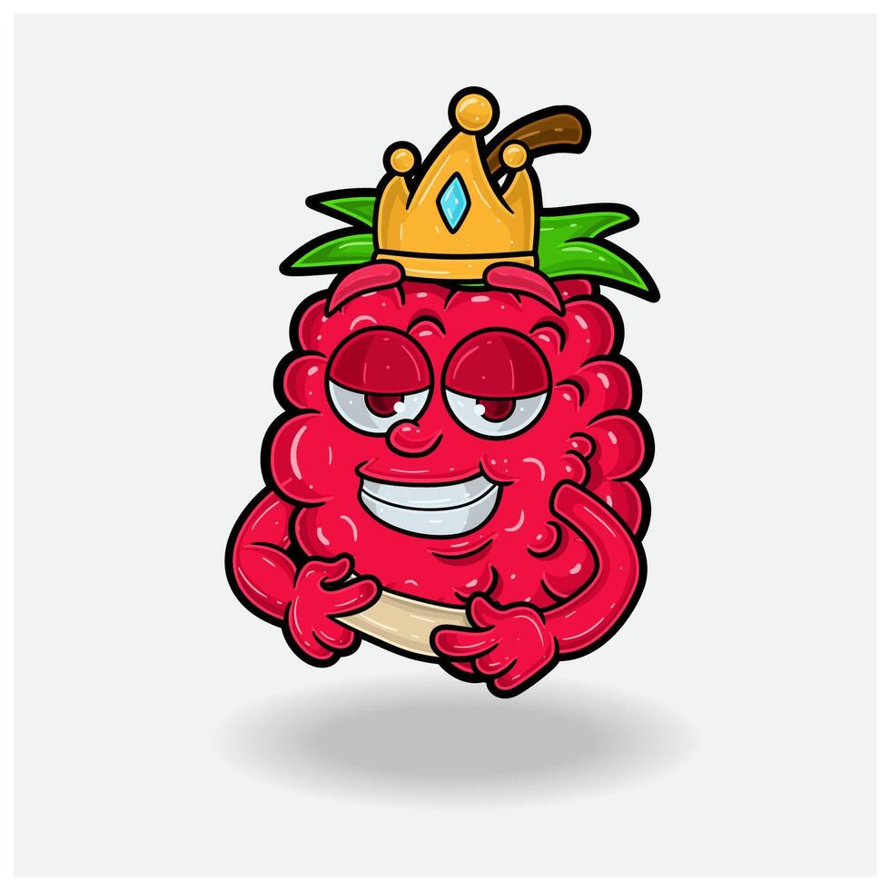 amor golpeado expresión con frambuesa Fruta corona mascota personaje dibujos animados. vector