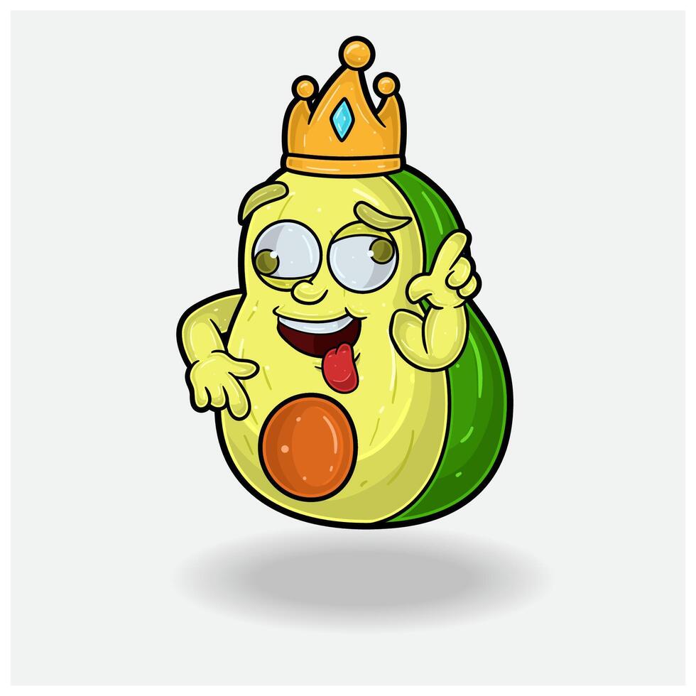 loco expresión con aguacate Fruta corona mascota personaje dibujos animados. vector