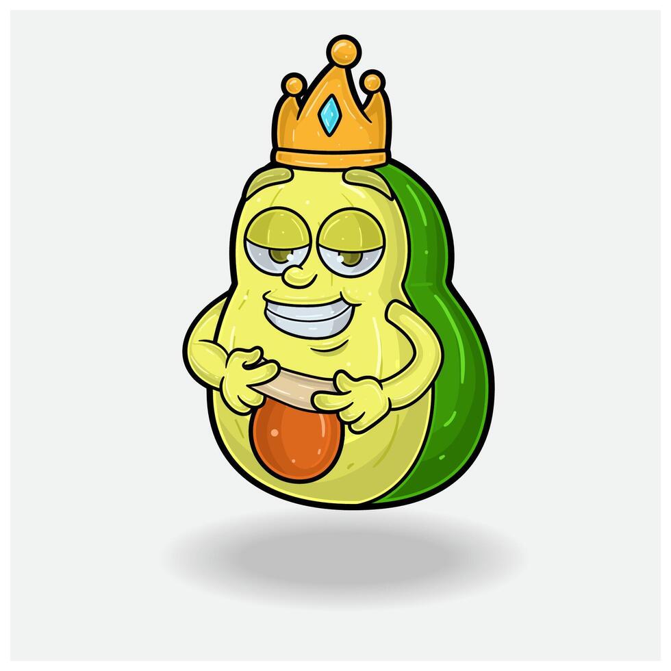 Love struck expression with Avocado Fruit Crown Mascot Character Cartoon. vector