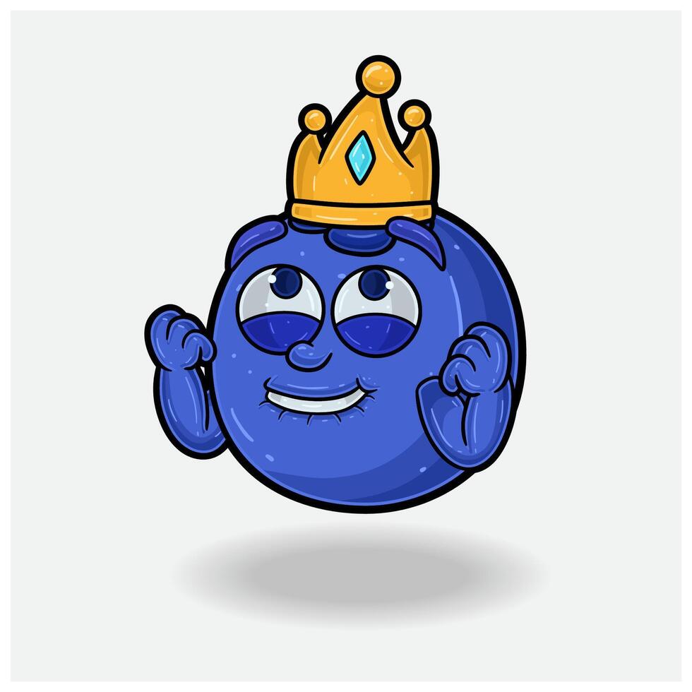 Happy expression with Blueberry Fruit Crown Mascot Character Cartoon. vector