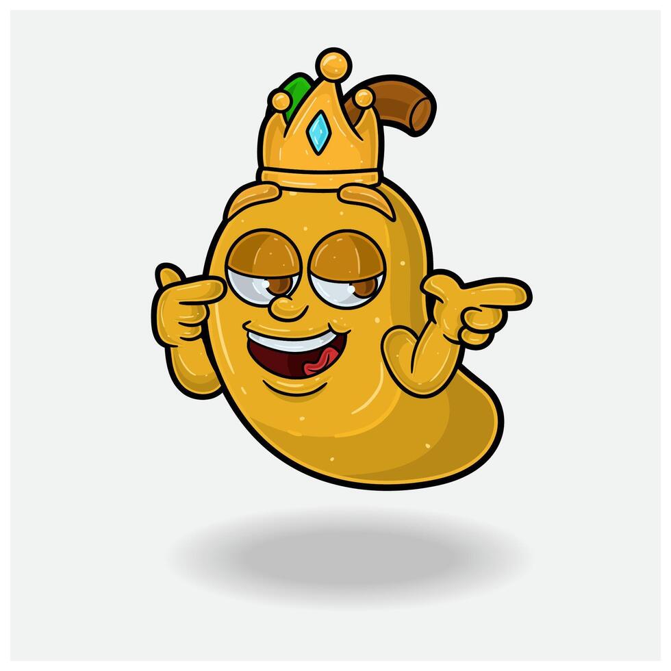 Smug expression with Mango Fruit Crown Mascot Character Cartoon. vector