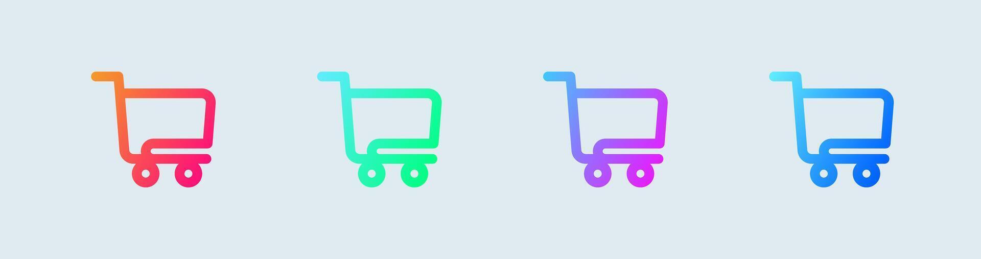 compras carro línea icono en degradado colores. comprar señales ilustración. vector