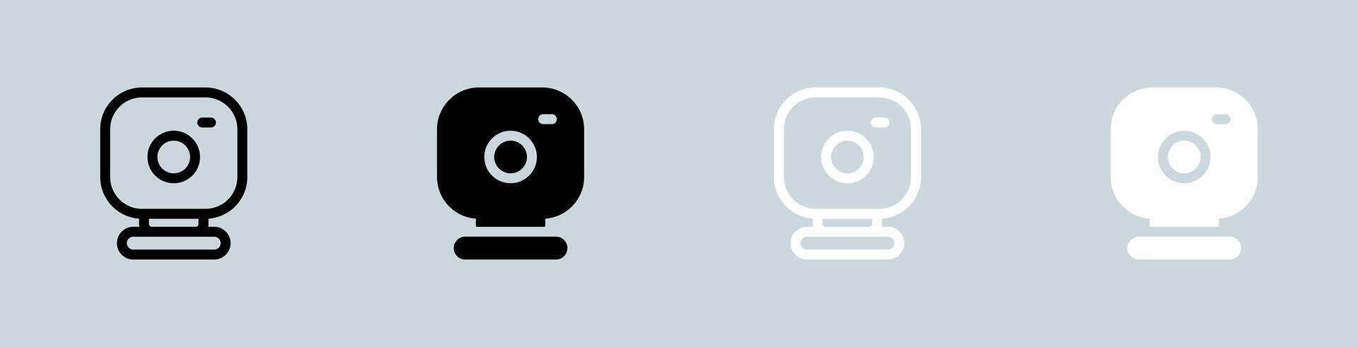 Webcam icon set in black and white. Camera signs illustration. vector