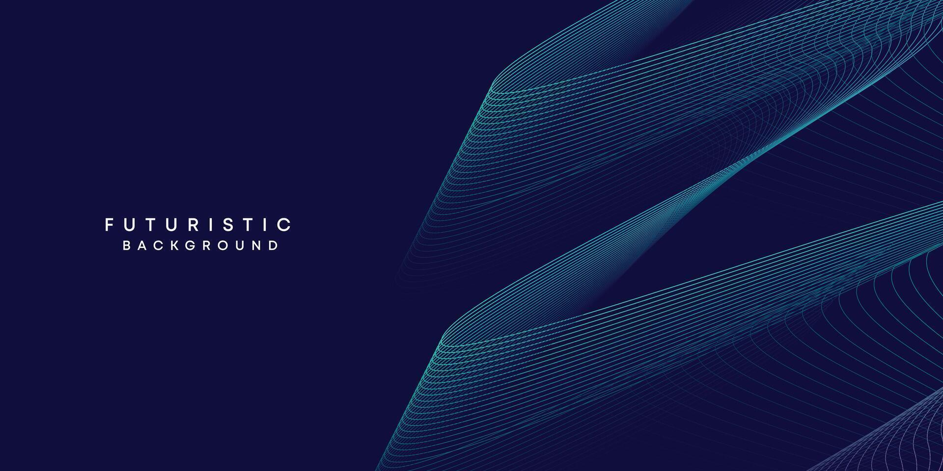 Abstract dark blue digital future technology geometric flowing line background. Purple-navy blue-green gradient smooth wave lines web banner background for cover, flyer, card, header, poster, slide vector