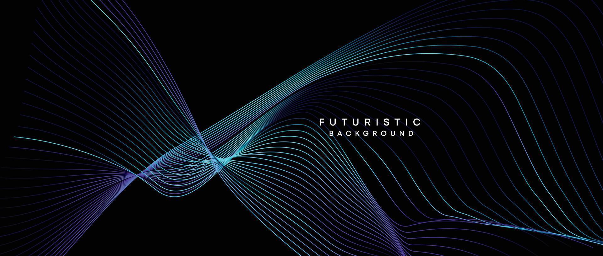 Information technology, digital age, data visualization, future technology background. Concept of futuristic technology. Smooth wave lines with purple, blue, and green gradient banner, presentation vector