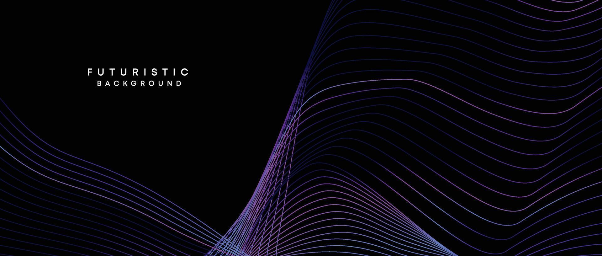 Information technology, digital age, data visualization, future technology background. Concept of futuristic technology. Smooth wave lines with purple, blue, and green gradient banner, presentation vector