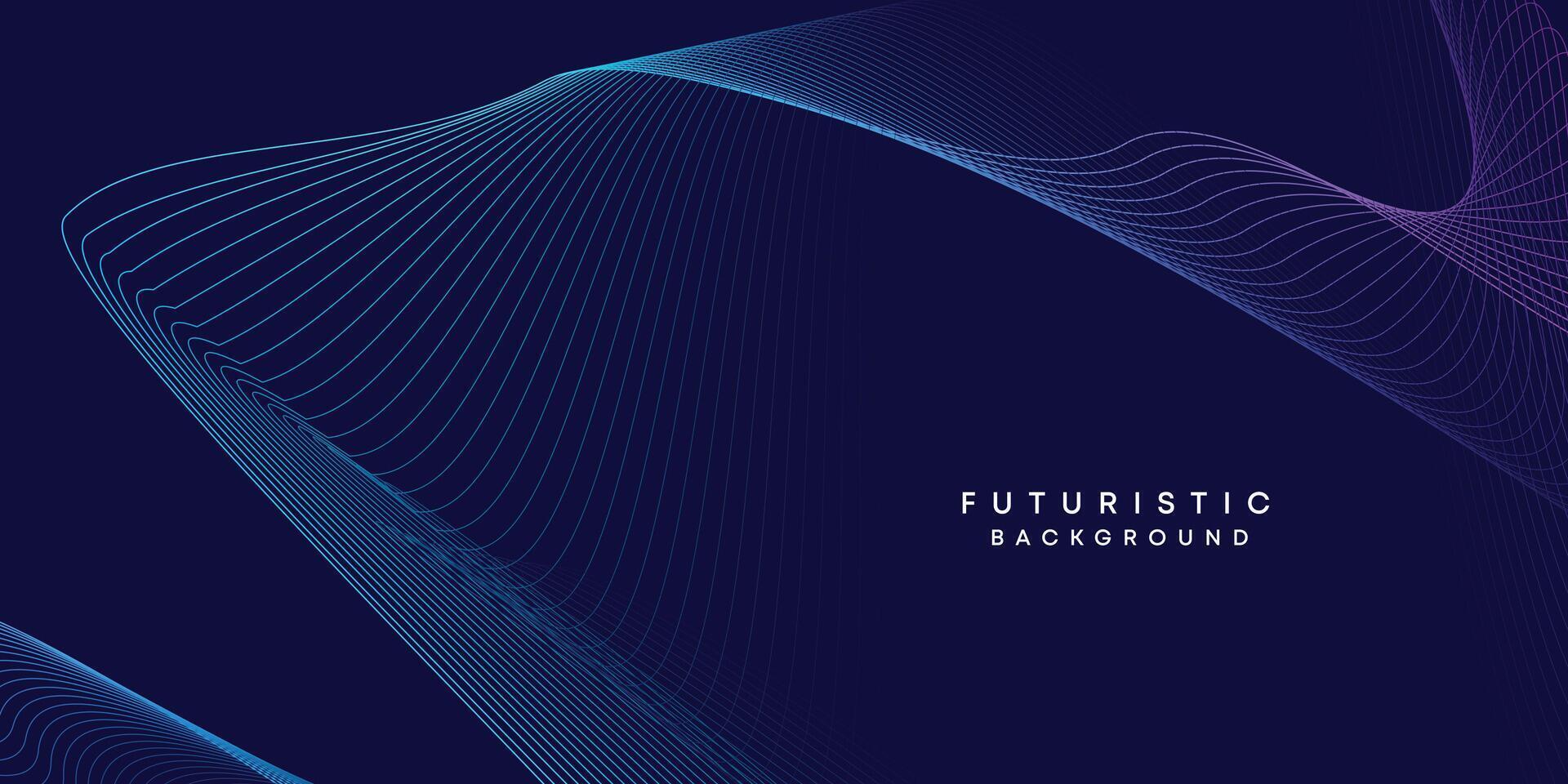 Abstract dark blue digital future technology geometric flowing line background. Purple-navy blue-green gradient smooth wave lines web banner background for cover, flyer, card, header, poster, slide vector