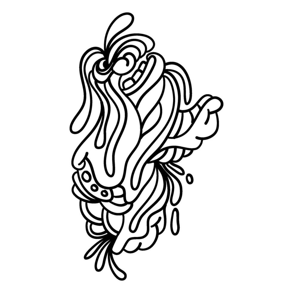 Abstract Animal Doodle Art Print Modern Wall Art For Home Decor vector