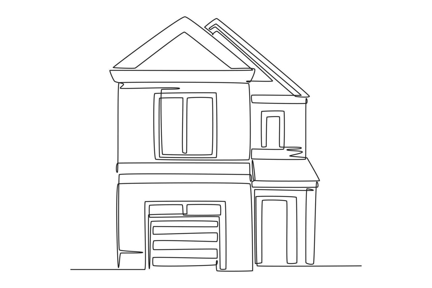 One continuous line drawing of cute house or small building concept Doodle illustration vector