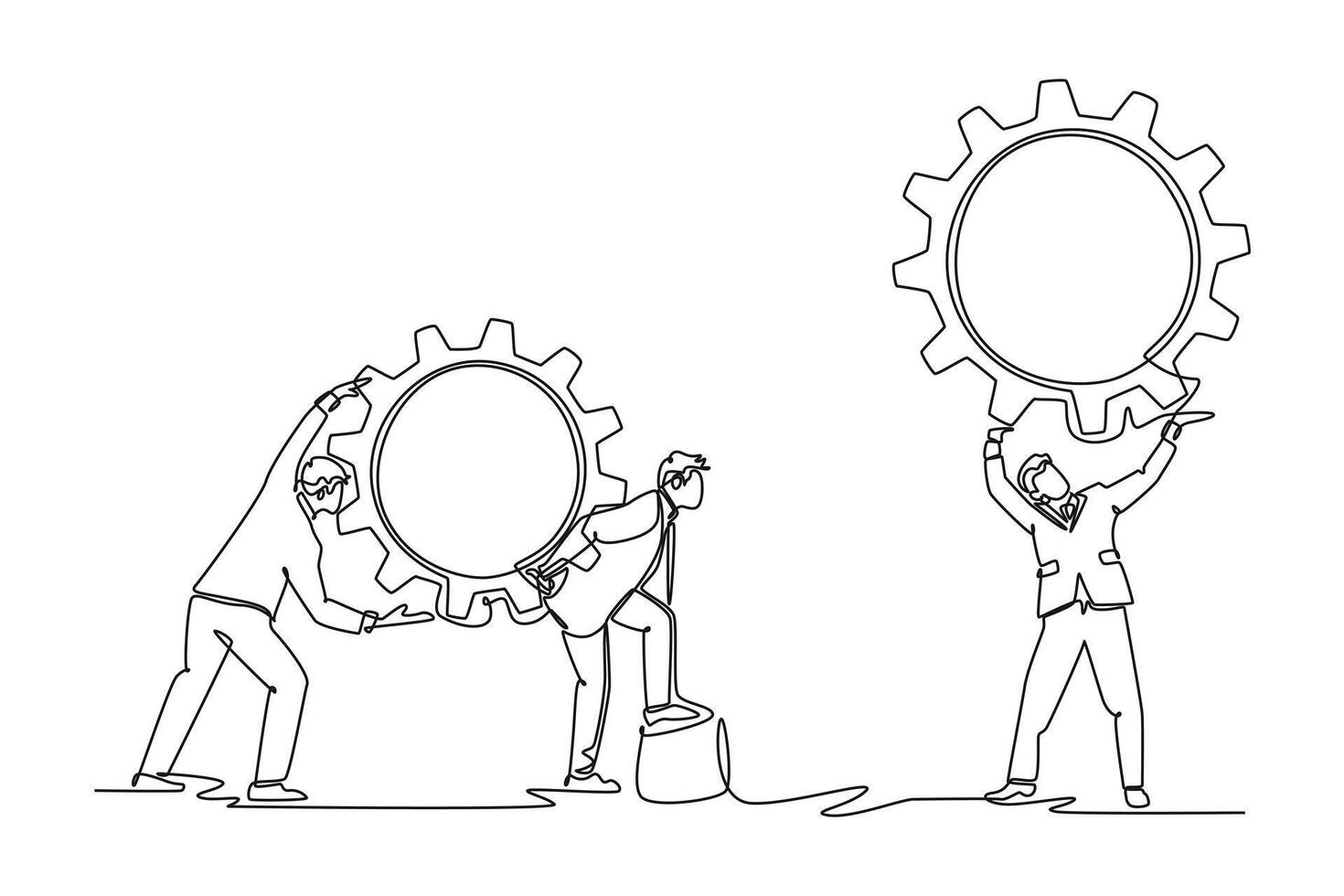 One continuous line drawing of Comparing business process concept. Doodle illustration in simple linear style. vector