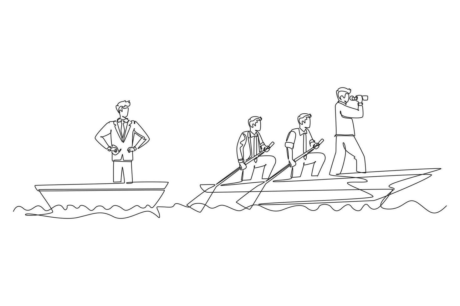 One continuous line drawing of Comparing business process concept. Doodle illustration in simple linear style. vector