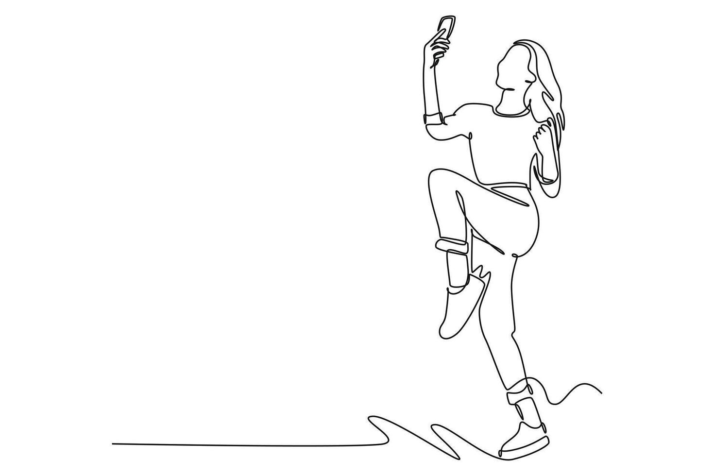 Continuous one line drawing People holding, using mobile phones concept vector