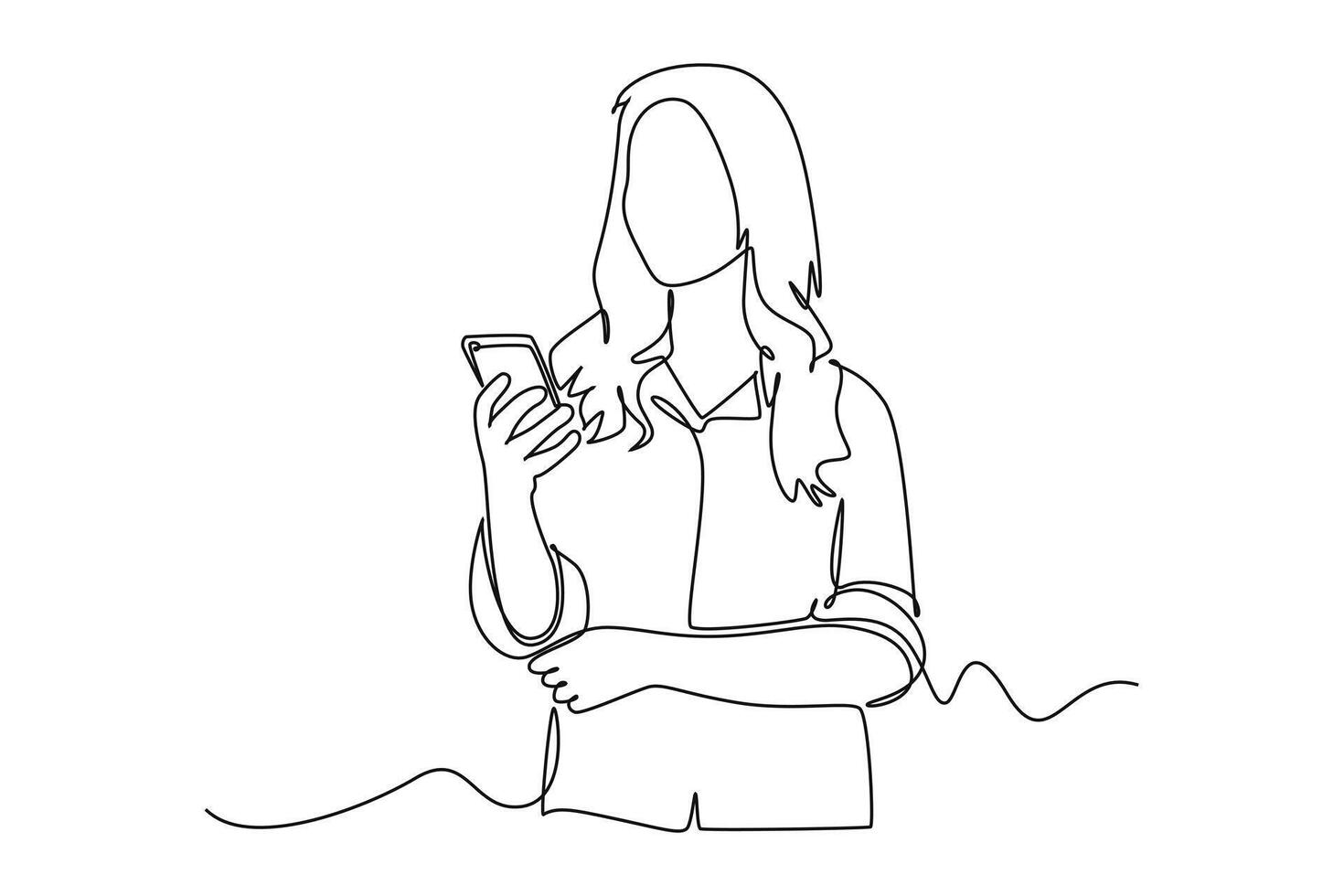 Continuous one line drawing People holding, using mobile phones concept vector