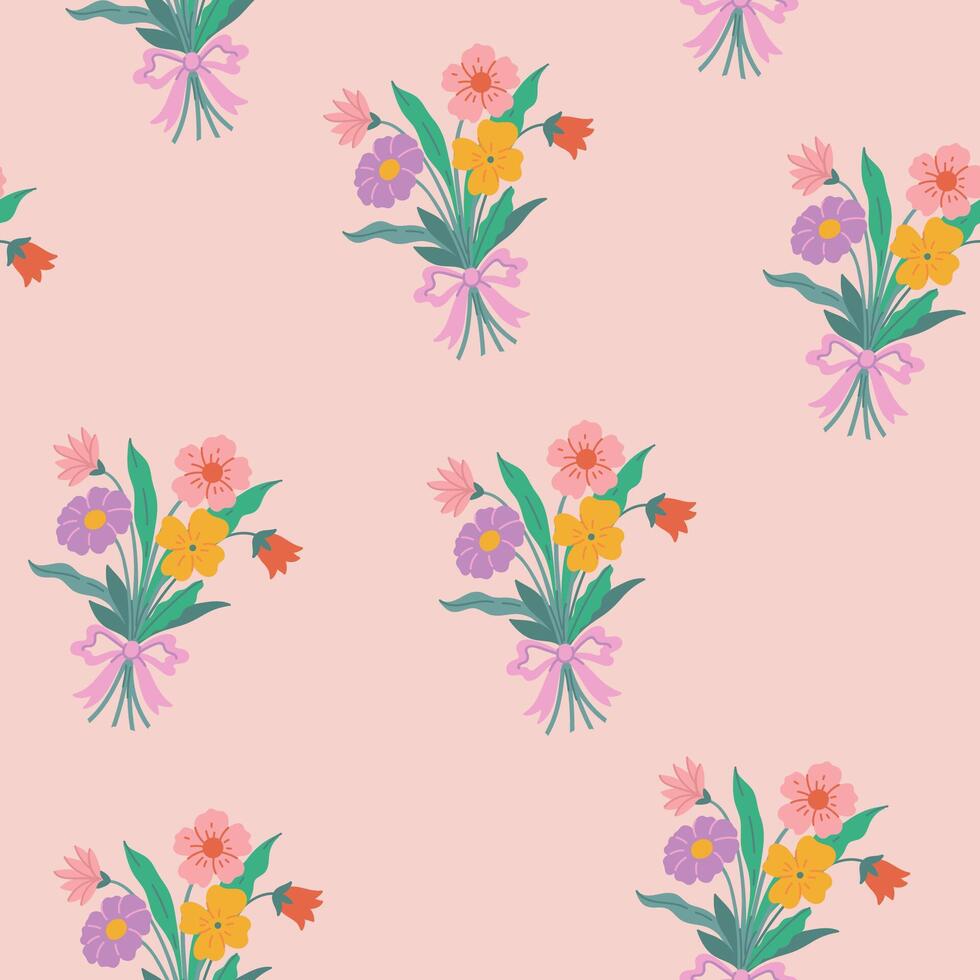 Simple seamless pattern with bouquets of flowers. graphics. vector