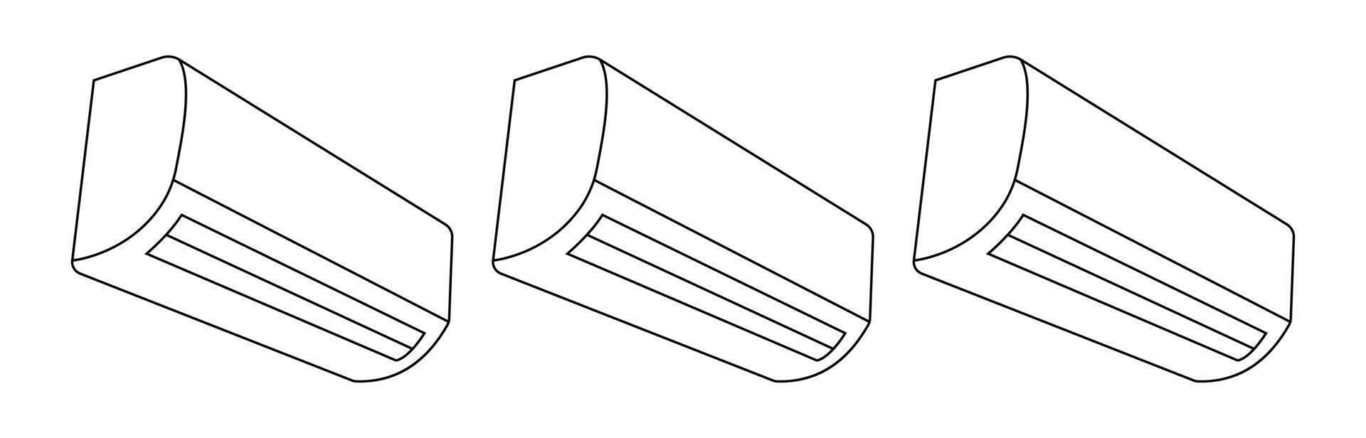 Ac cooling air conditioner design and line art. vector