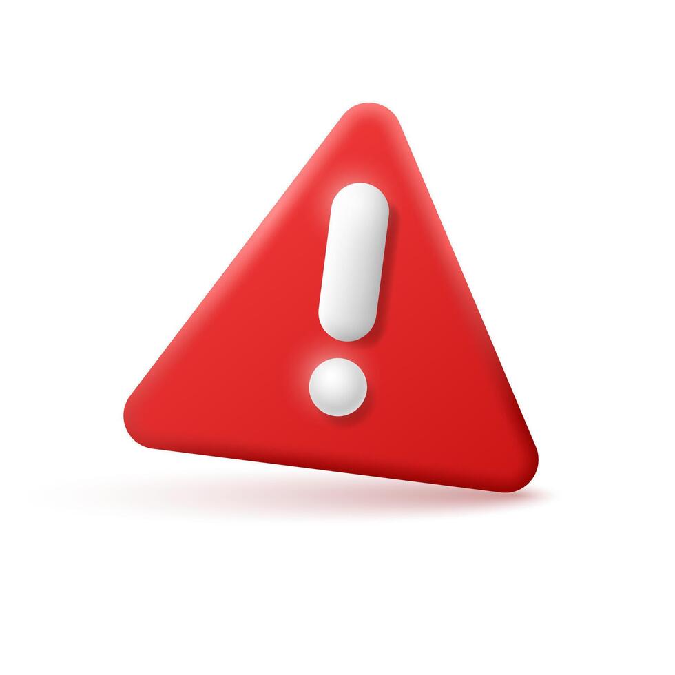 3d icon of red warning triangle sign. Warning and danger notification symbol. illustration. vector