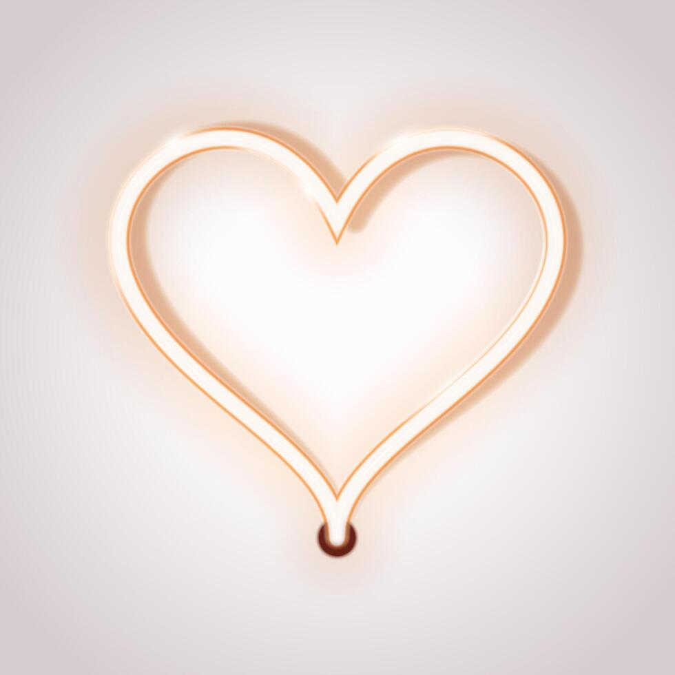 Bright neon glowing heart on a light background. illustration. vector