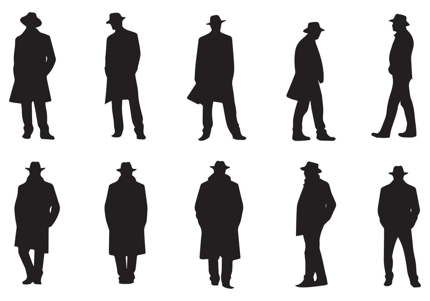 silhouette of a group of men walking on white background vector