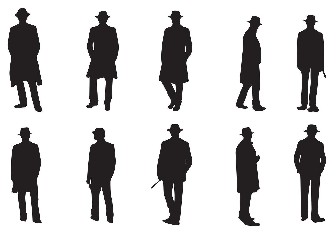 man silhouette bundile white background vector