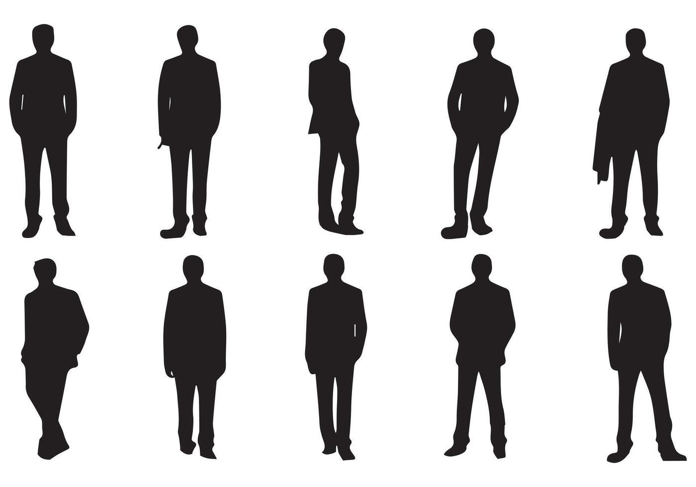 silhouette of a group of men walking on white background vector