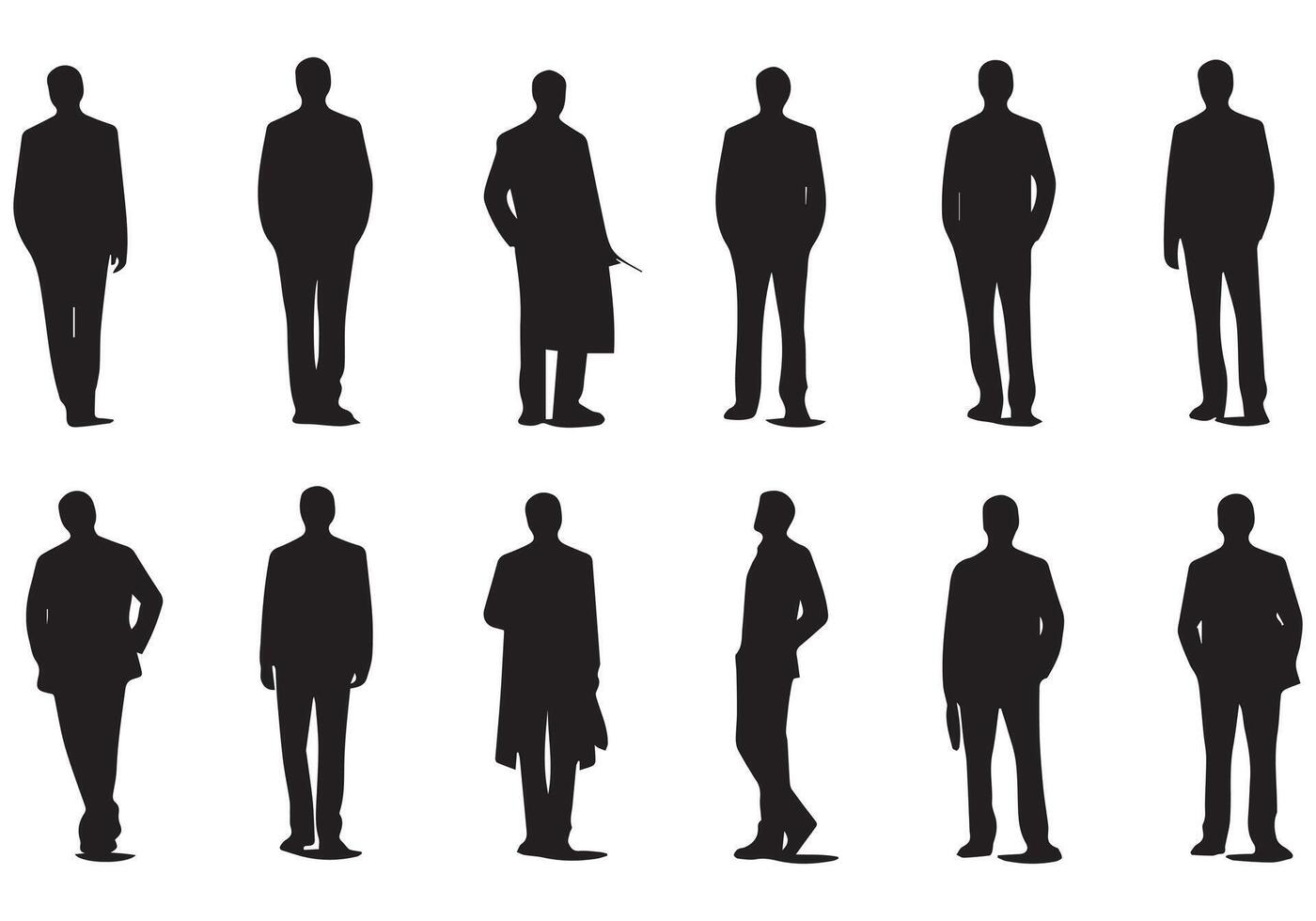 man silhouette bundile white background vector