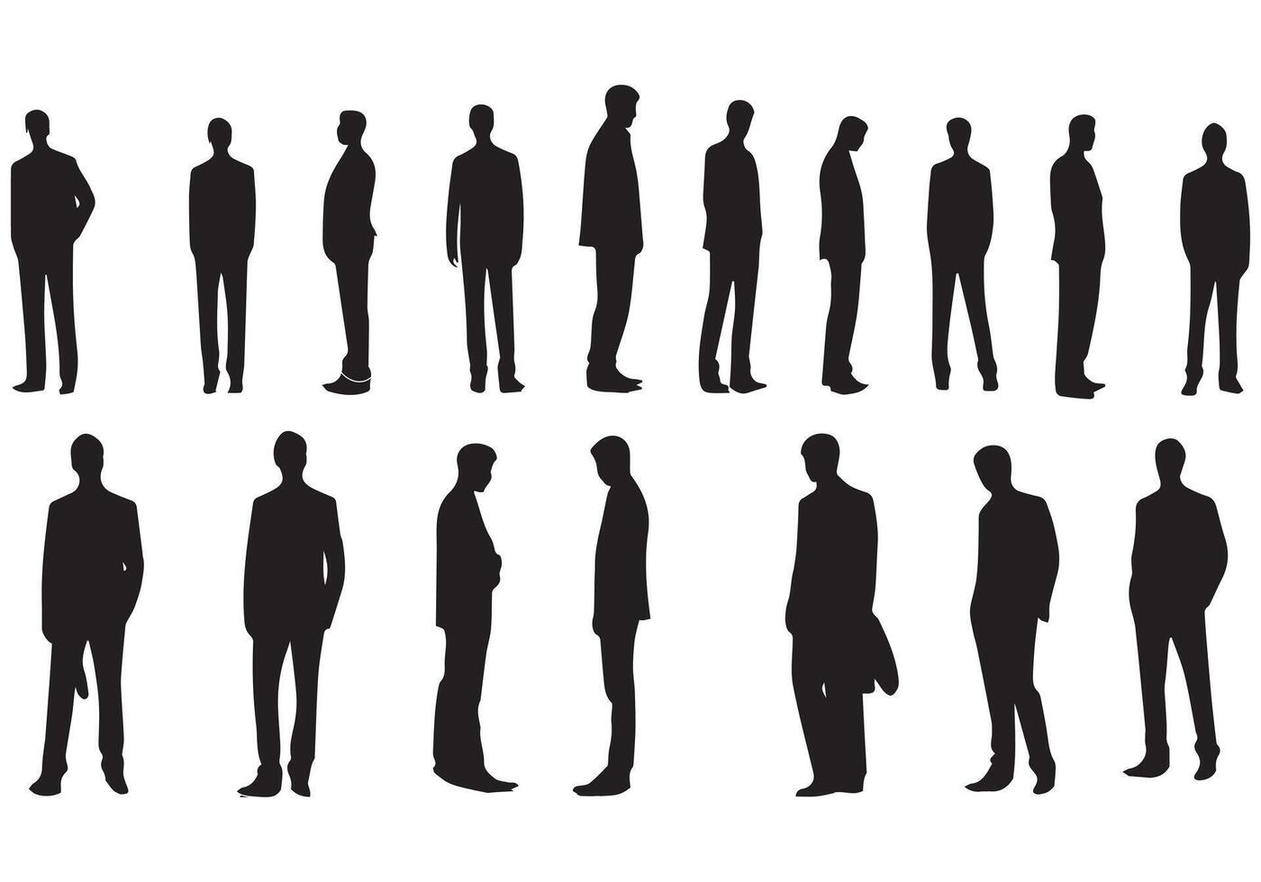 silhouette of a group of men walking on white background vector