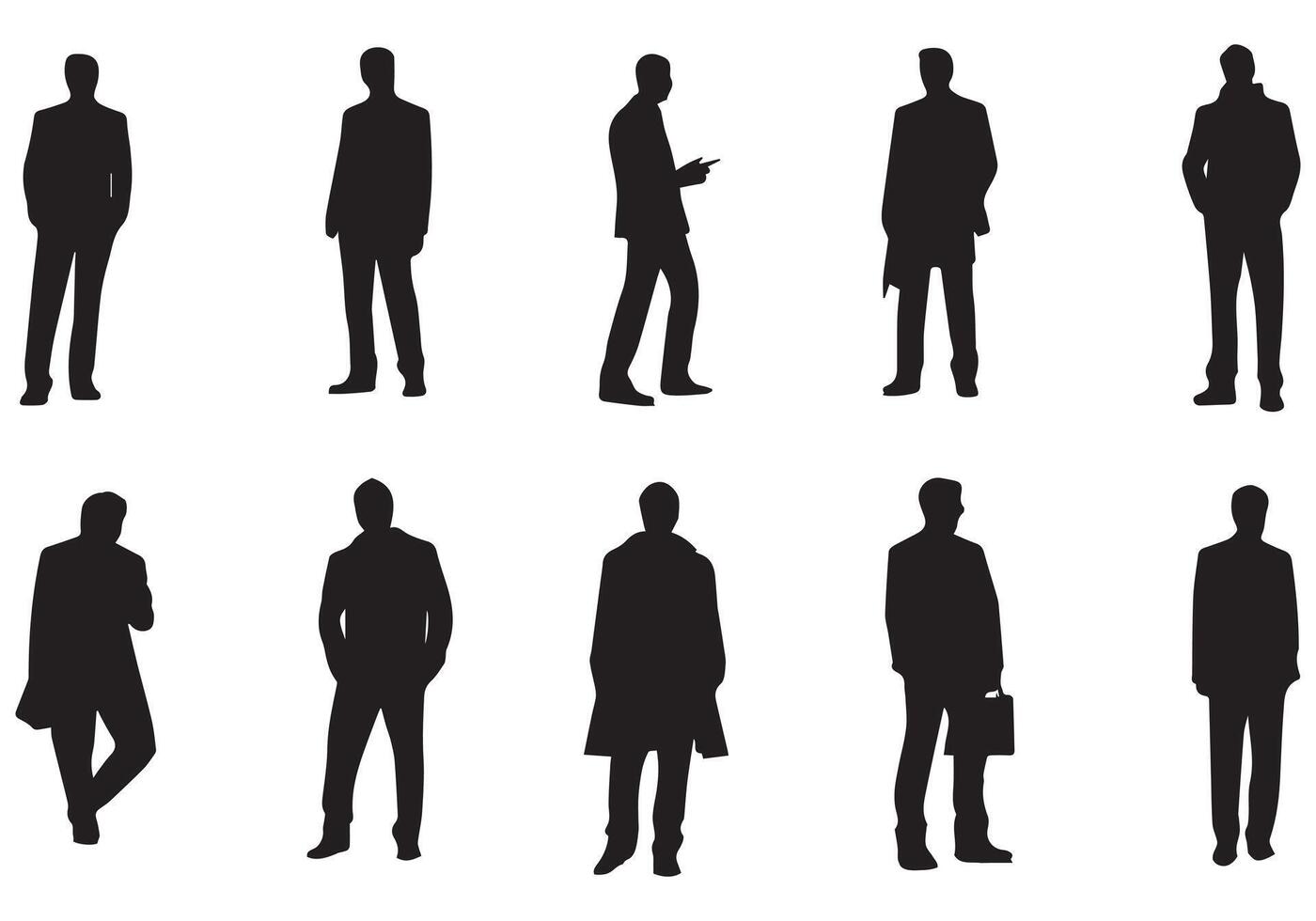 silhouette of a group of men walking on white background vector