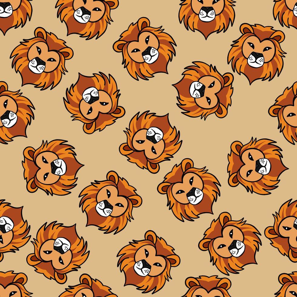 Lion face seamless pattern background vector