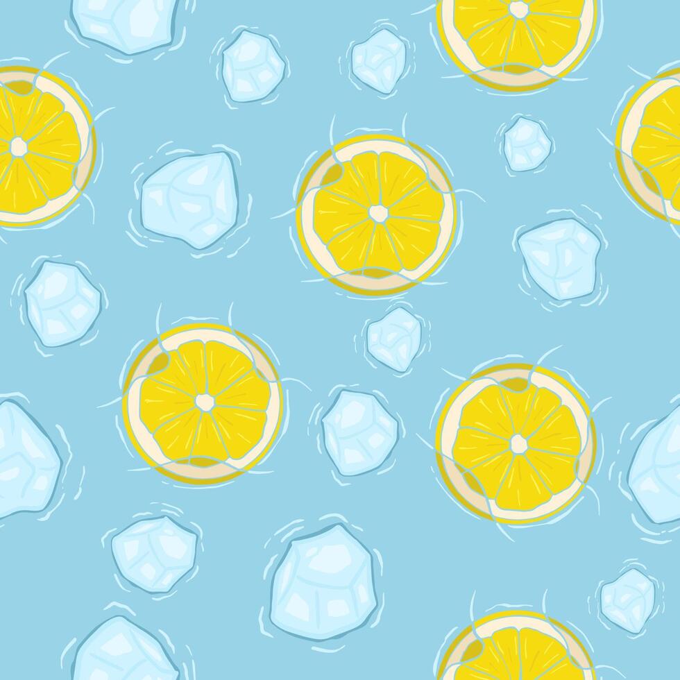 ice and lemon seamless pattern background, summer theme vector