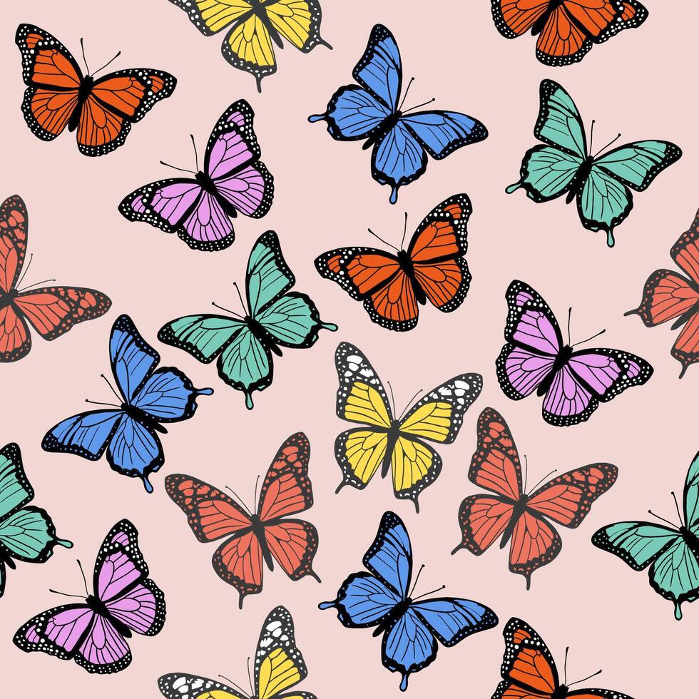 colorful butterfly seamless pattern background vector