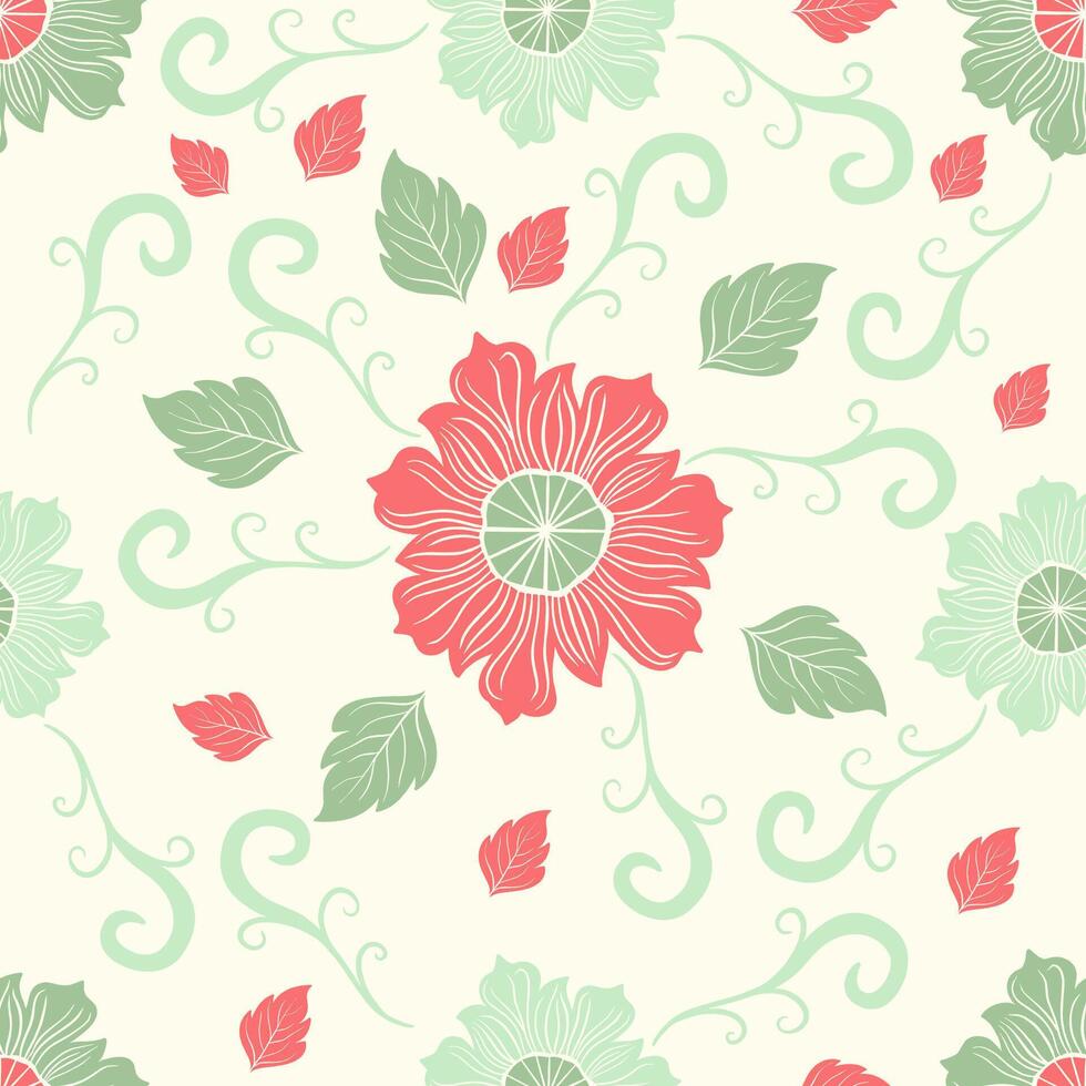 Beautiful floral seamless pattern with four colors, botanical seamless patterns, can be used for printing on fabric, wallpaper, digital decoration, vector