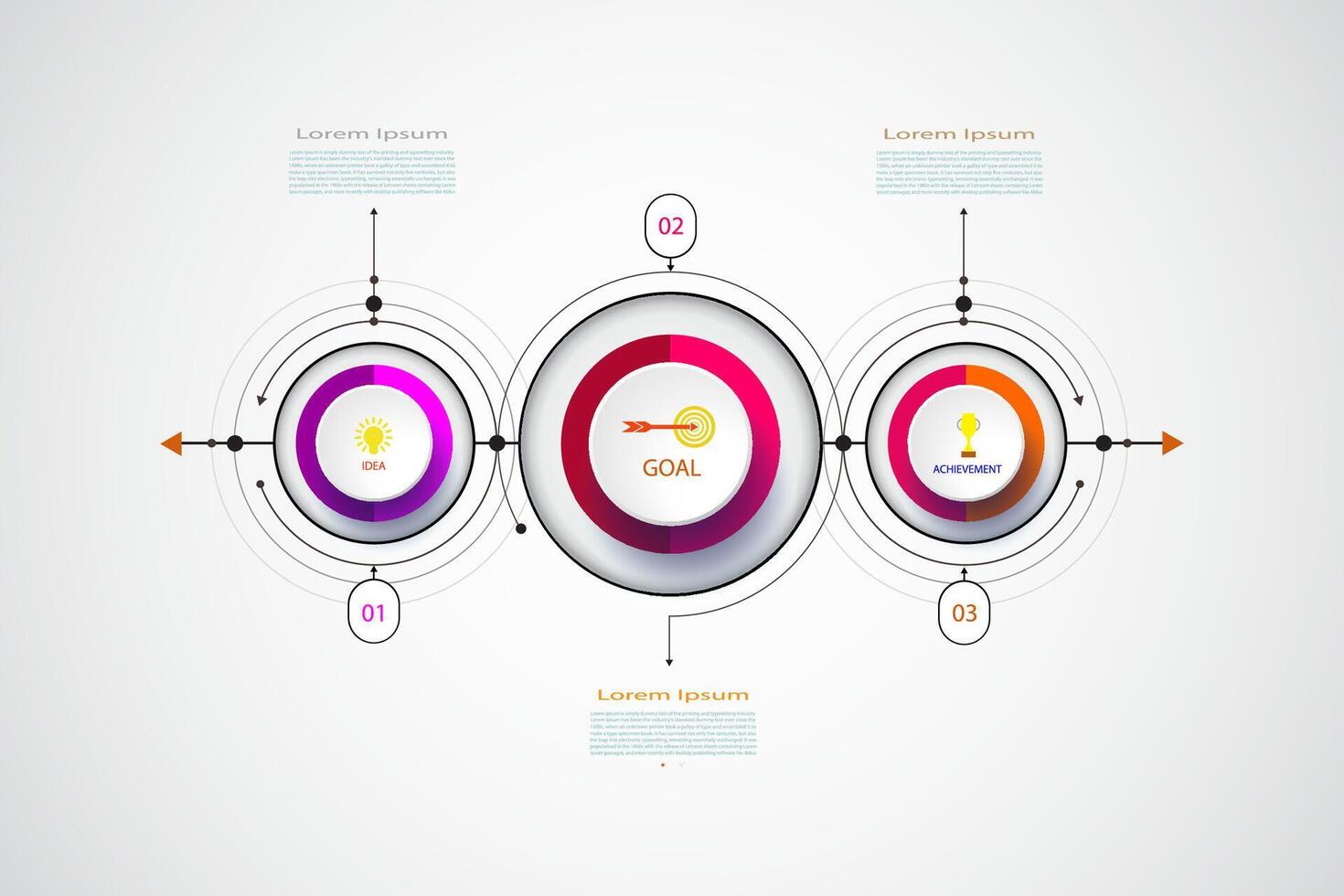 Presentation business infographic technology template with 3 options. illustration. vector