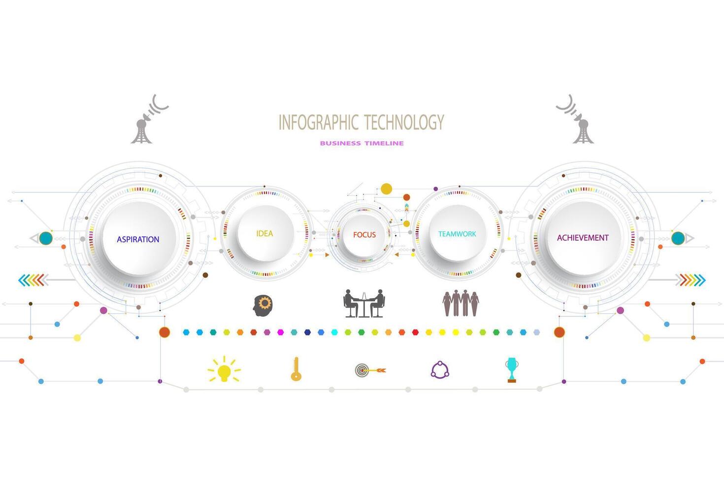 Infographic template timeline technology hi-tech digital and engineering telecoms. vector