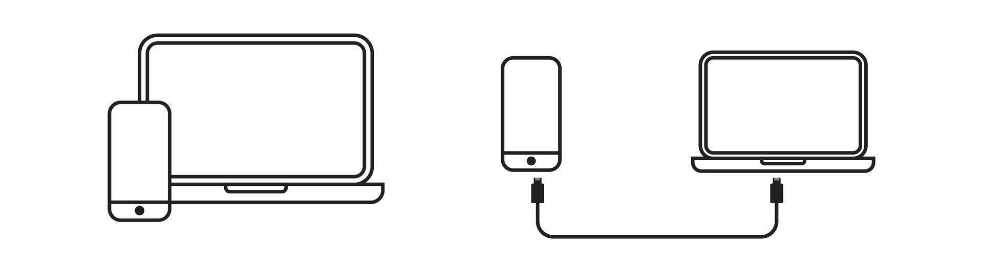 transfer file from smartphone to laptop device vector