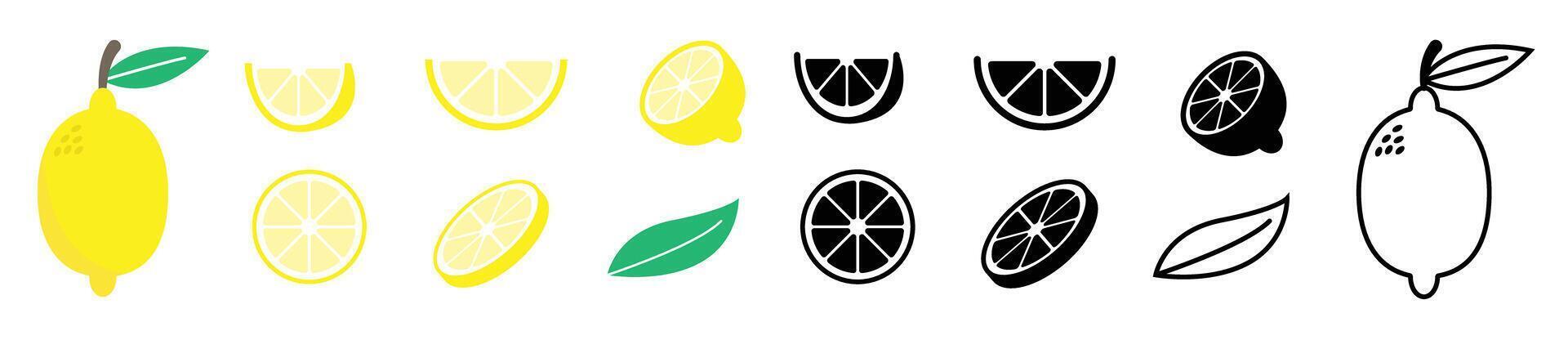 amarillo Fresco limón icono, Fruta símbolo rebanada de limón limonada símbolo vector