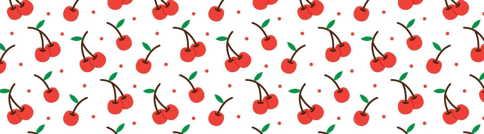 cherry fruit seamless pattern background vector