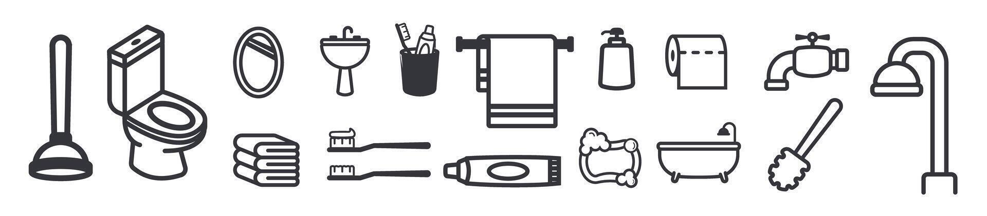 bathroom icon set, toiletries icon vector