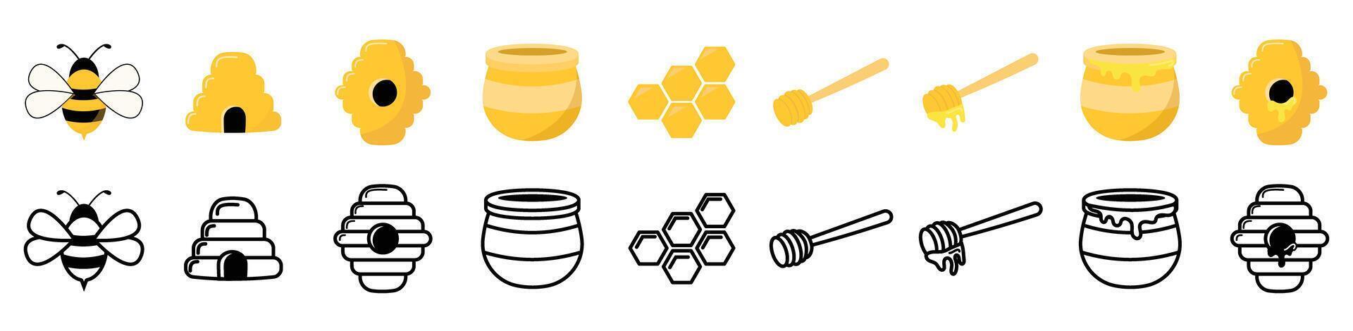 honey bee icon, honey comb , royal jelly bee hive vector