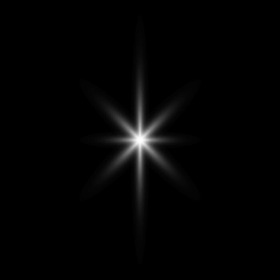 Glare star on black. Light flashes. elements with glow effect vector