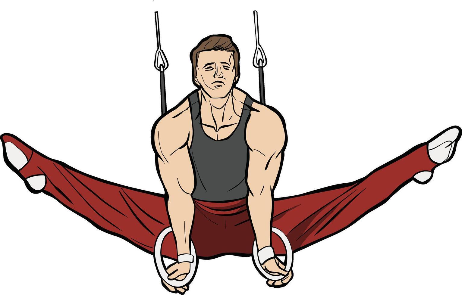 Gymnast Performing a Straddle Planche on Rings vector