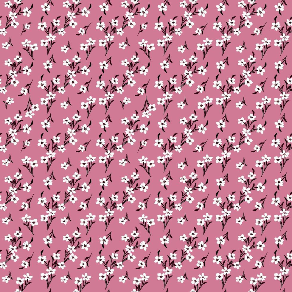 Floral seamless pattern. Pretty flowers on light pink background. Printing with small white flowers. Ditsy print. Seamless texture. Spring bouquet. vector