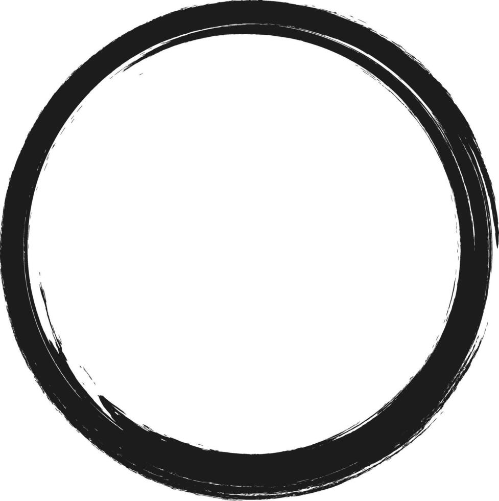 Grunge circle frame. Grunge circle drawn with brush strokes. A circle drawn in ink. vector