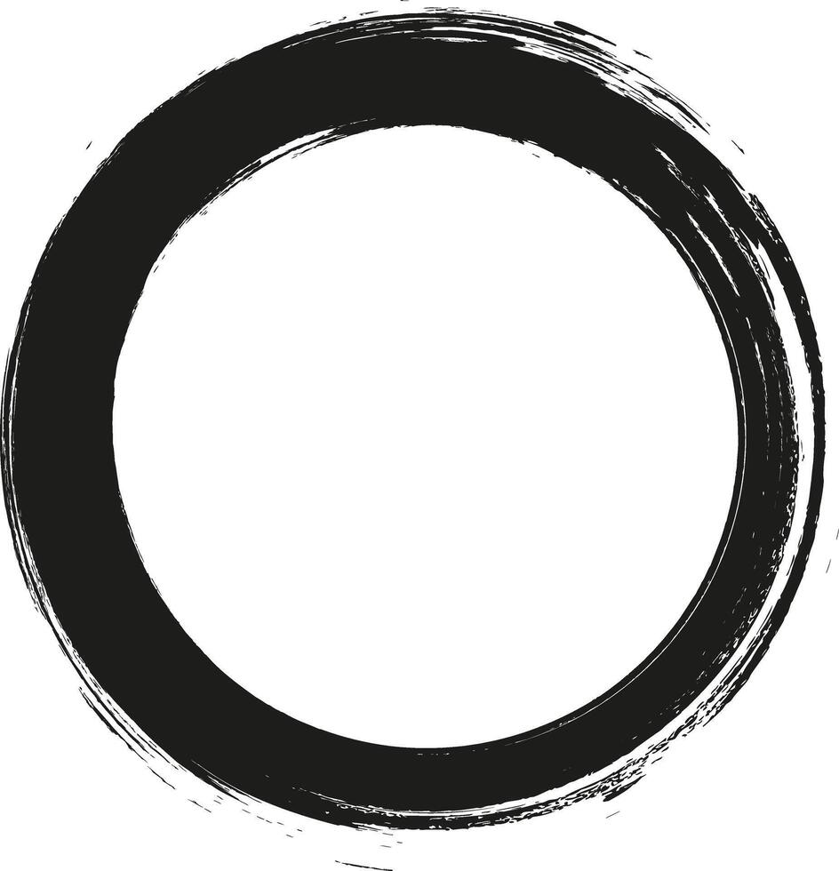 Grunge circle frame. Grunge circle drawn with brush strokes. A circle drawn in ink. vector