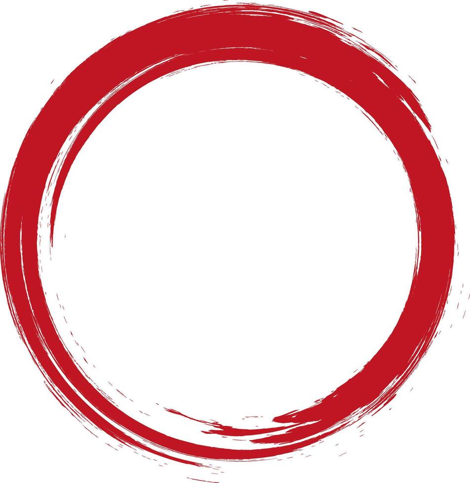 Grunge circle frame. Grunge circle drawn with brush strokes. A red circle drawn in ink. vector