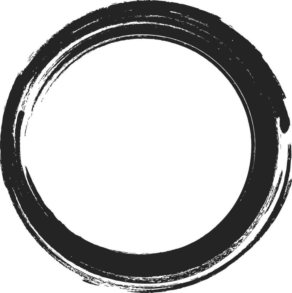 Grunge circle frame. Grunge circle drawn with brush strokes. A circle drawn in ink. vector