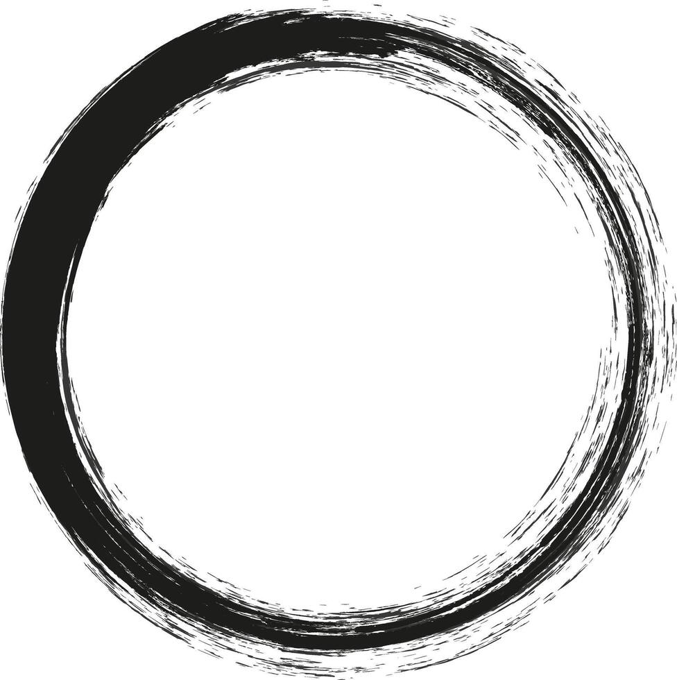 Grunge circle frame. Grunge circle drawn with brush strokes. A circle drawn in ink. vector