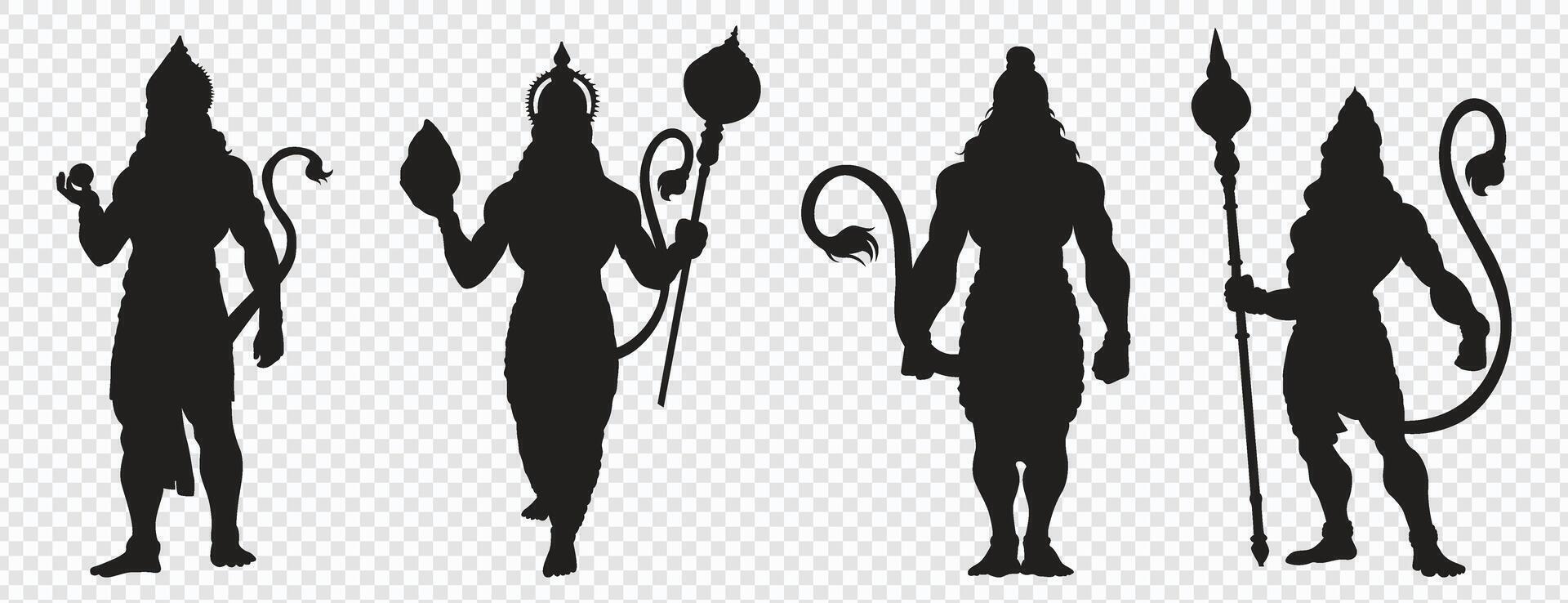 Hanuman silueta, arrendajo shri RAM, para, contento Hanuman jayanti, vector